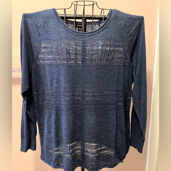 Thin Navy Crocheted Sweater - Picture 1 of 5